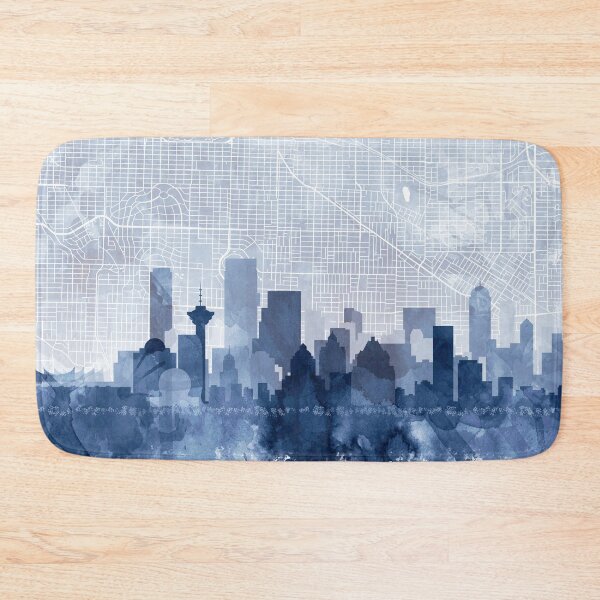Artikelvorschau, Vancouver Skyline & Karte Aquarell Marineblau, Druck von Zouzounio Art entworfen und verkauft von zouzounioart.