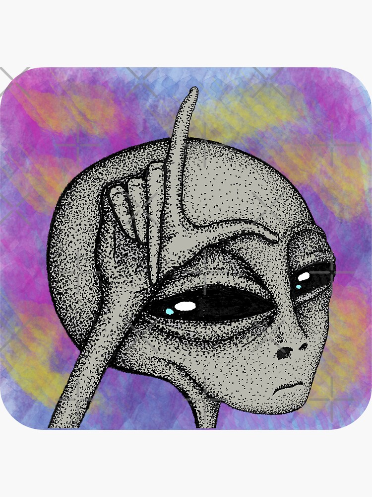 Thumbnail 3 of 3, Sticker, Soft Loser Alien II designed and sold by softnosferatu.
