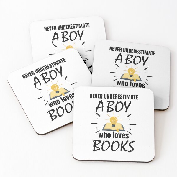 Item preview, NEVER UNDERESTIMATE A BOY WHO LOVES BOOKS designed and sold by Innovational.