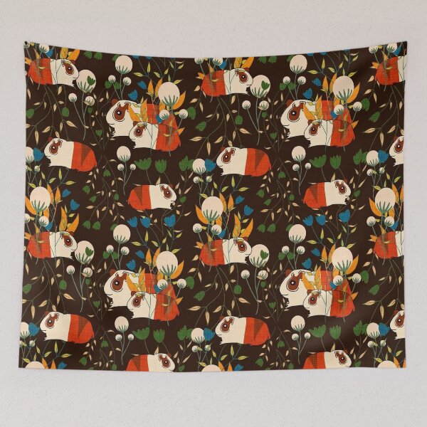 Item preview, Cute Guinea Pig White Floral designed and sold by MobertsonArt.