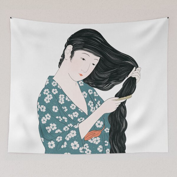 Item preview, Beauty Combing her Hair 1920 by Hashiguchi Goyo (1880 - 1921) designed and sold by ColorandColor.