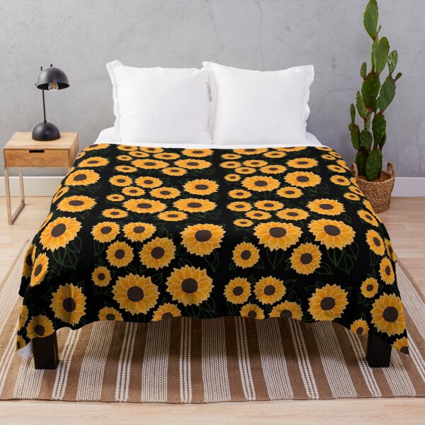 Item preview, Sunflower print black background  designed and sold by DemonicGloom.