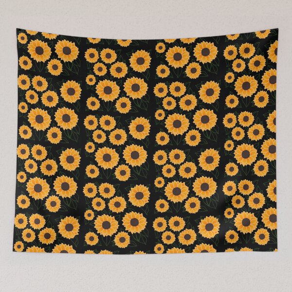Item preview, Sunflower print black background  designed and sold by DemonicGloom.