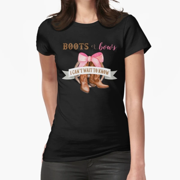 Boots or Bows Gender Reveal, Boots and Bows, Boy or Girl, Boy and Girl  Fitted T-Shirt for Sale by FiveDucklings