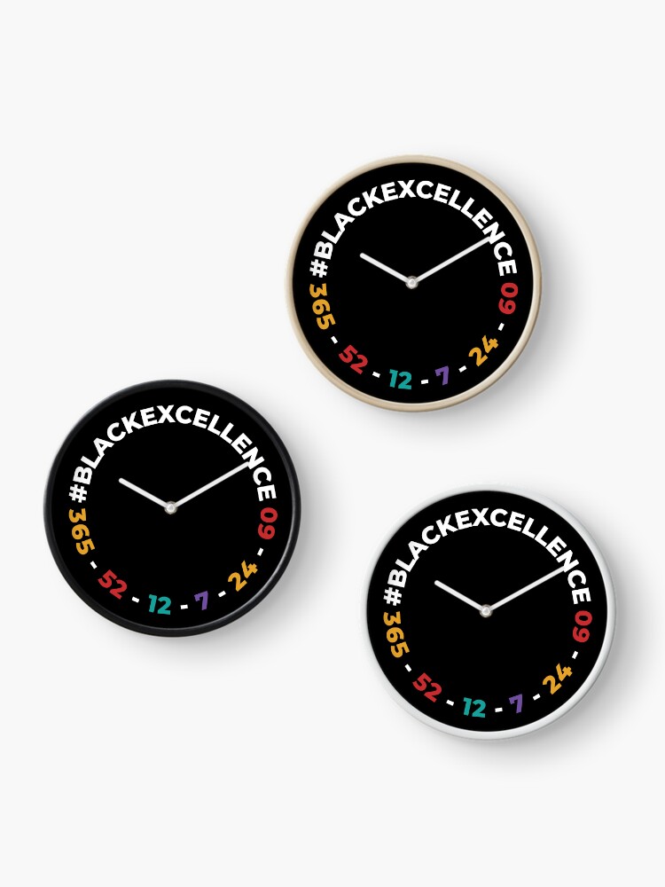 Thumbnail 3 of 4, Clock, Black Excellence365 Collection designed and sold by SpoonfulbyDRABC.