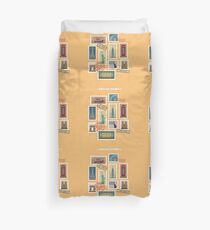Funda nórdica Conjunto de sellos de viaje: Estados Unidos, Nueva York, Londres, París. Ilustración vectorial