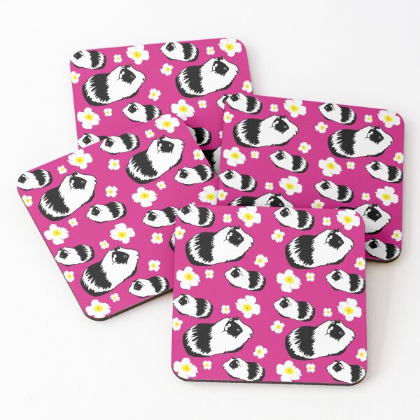 Item preview, Guinea pig flowers on pink designed and sold by MobertsonArt.