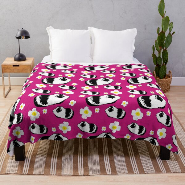 Item preview, Guinea pig flowers on pink designed and sold by MobertsonArt.