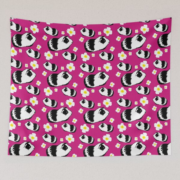 Item preview, Guinea pig flowers on pink designed and sold by MobertsonArt.