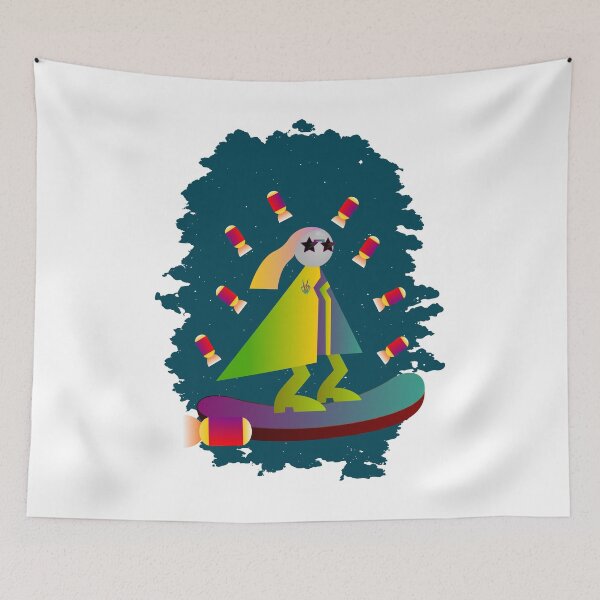 Item preview, espacio de skate, skater de diseño de chica extraña designed and sold by jaml-12.