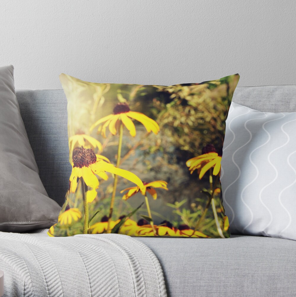 Sun-Drenched Flowers In Central Park Throw Pillow