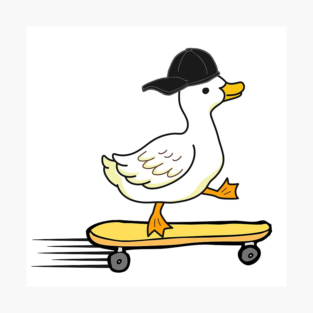 815 Men Summer Hat Play Skateboard Cartoon Duck Posing Funny Sun