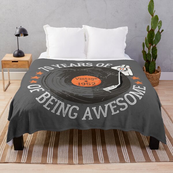 Item preview, 70 Years of being awesome, 70 year old birthday, Vintage 1952, Retro record player designed and sold by Auntieck.