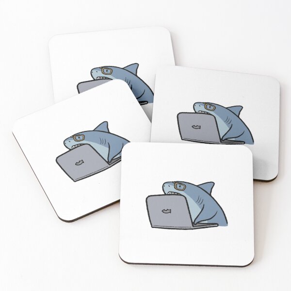 Item preview, nerdy shark surfing the internet cartoon designed and sold by Ashleysnook.