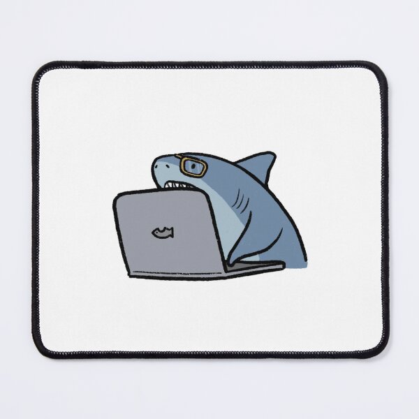 Item preview, nerdy shark surfing the internet cartoon designed and sold by Ashleysnook.
