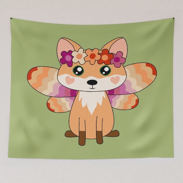 Item preview, Cottagecore Fairycore Kawaii Lesbian Pride Red Fox Fairy designed and sold by cashewdays.