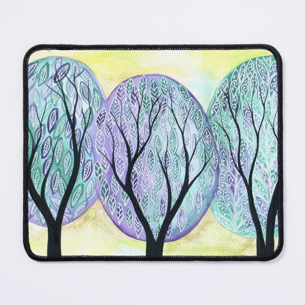 Item preview, Glimmer: pintura de acuarela caprichosa de árboles morados y verdes en un cielo brillante designed and sold by klbailey.