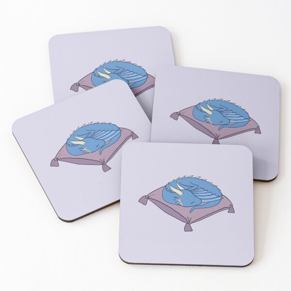 Item preview, royal blue dragon napping on cushion designed and sold by Ashleysnook.