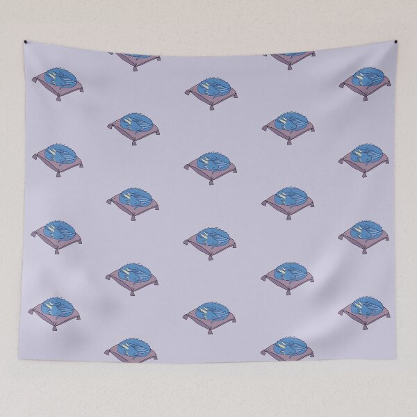 Item preview, royal blue dragon napping on cushion designed and sold by Ashleysnook.