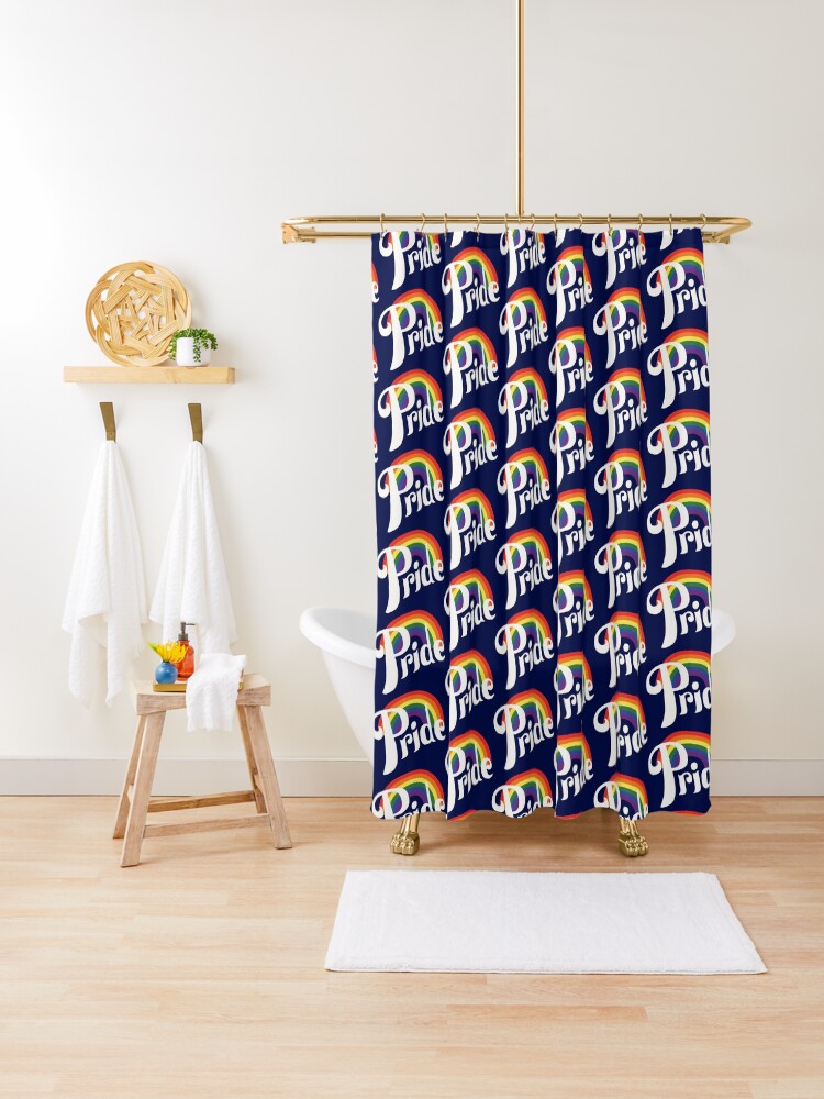 Thumbnail 1 of 5, Shower Curtain, Pride Rainbow designed and sold by DelightfullyDo.