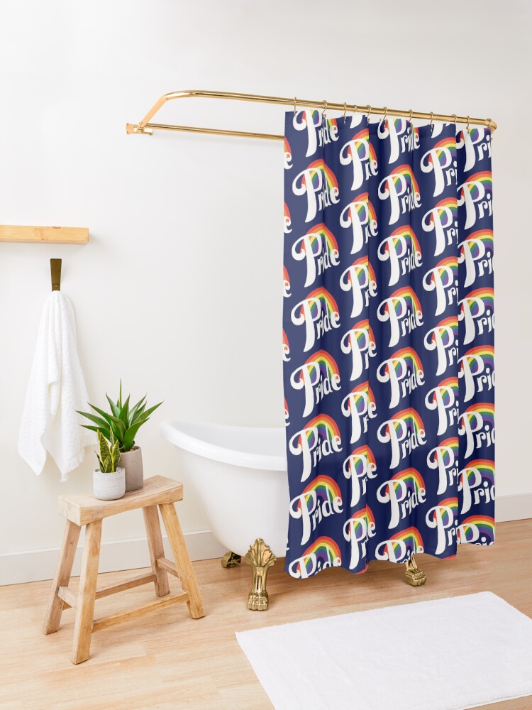 Thumbnail 3 of 5, Shower Curtain, Pride Rainbow designed and sold by DelightfullyDo.