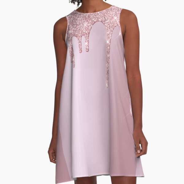 Dripping Rose Gold Glitter 2 A-Line Dress