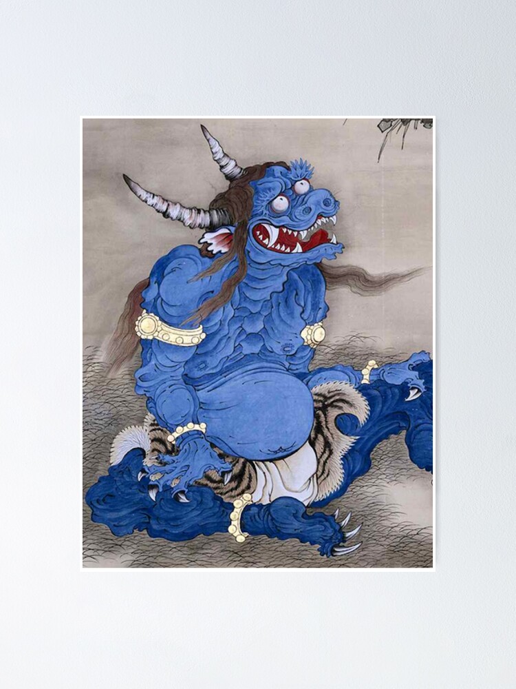 Oni Japanese Monster Ancient Art Poster By PrimitiveBeasts Redbubble   Fposter,small,wall Texture,product,750x1000 