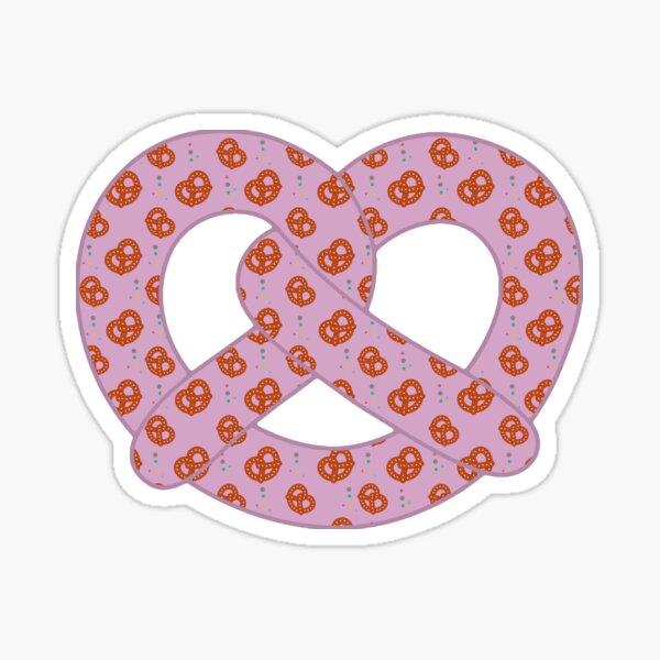 "Pretzel Paradise" Pretzel, Snack, Pop, Art, Culture, Food, Foody, Foodie, Classic, Carnival, Fairground, Fair, Food, On the Go, To Go, Salty, Purple, Lavender, Blue, Mustard, Ochre, Yellow, Teal Sticker