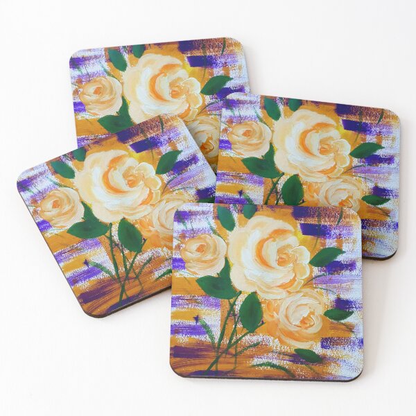 Item preview, Yellow Orange Roses Artwork Acrylic Painting designed and sold by Wildzhinga.
