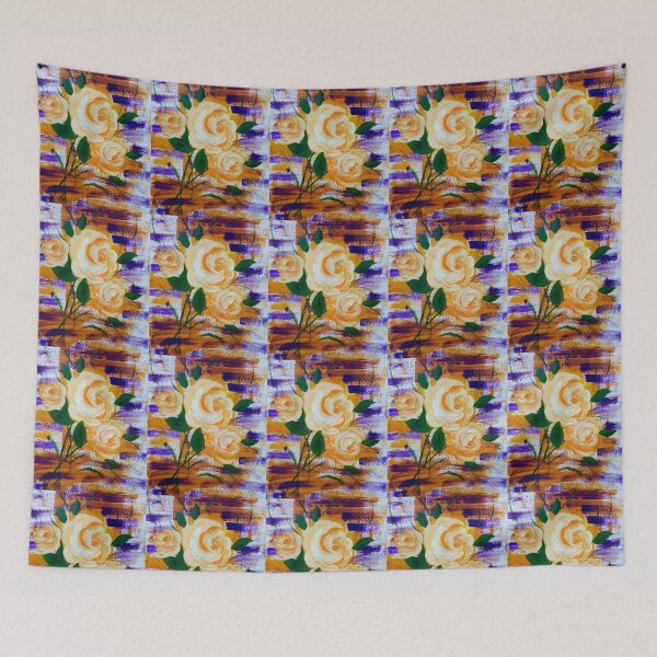 Item preview, Yellow Orange Roses Artwork Acrylic Painting designed and sold by Wildzhinga.