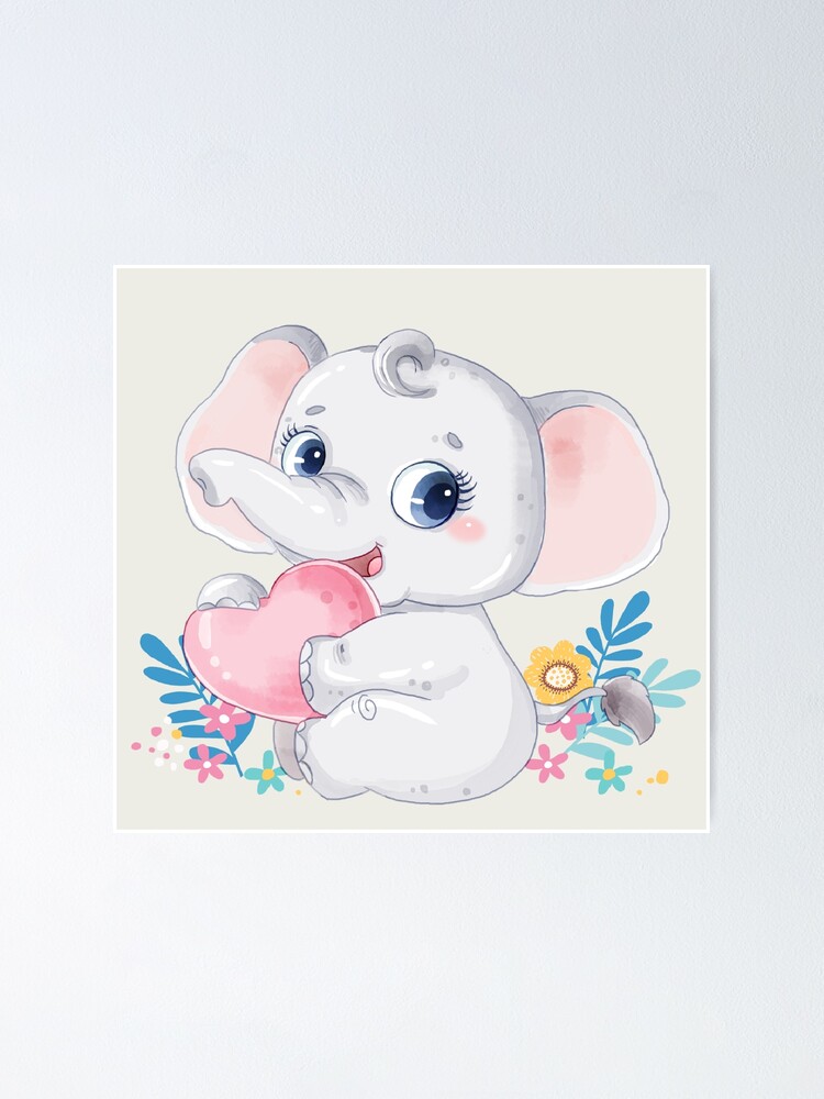 "Baby Elefant mit Herz Babys Sonderanfertigungen" Poster von Duburu