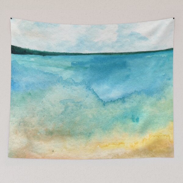 Item preview, By the Bay 2 - Original abstract watercolour painting inspired by bay ocean sea seaside coast designed and sold by klbailey.