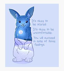 "It's Okay to Be Scared" Night Snow Rabbit Photographic Print