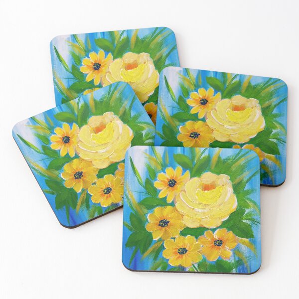 Item preview, Yellow Roses Artwork Acrylic Painting designed and sold by Wildzhinga.