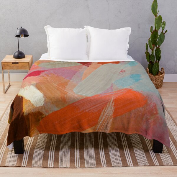 Item preview, abstract splatter brush stroke painting texture background in orange pink brown designed and sold by Mrvell.
