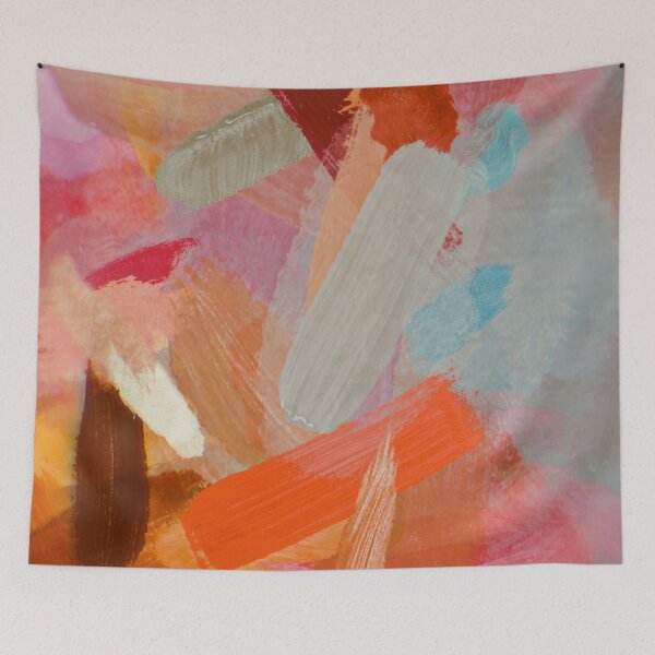 Item preview, abstract splatter brush stroke painting texture background in orange pink brown designed and sold by Mrvell.