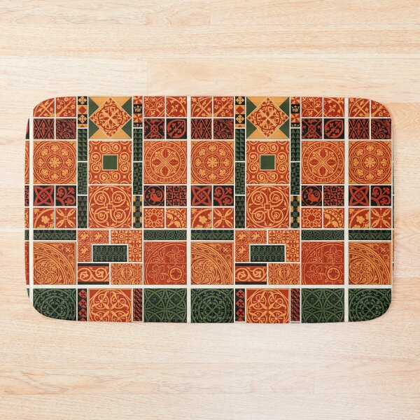 Item preview, Boho oriental pattern in orange and green colors, Middle-Ages pattern from L'ornement Polychrome (1888) by Albert Racinet designed and sold by KaterinaLog.