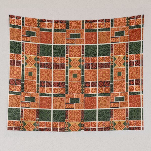 Item preview, Boho oriental pattern in orange and green colors, Middle-Ages pattern from L'ornement Polychrome (1888) by Albert Racinet designed and sold by KaterinaLog.