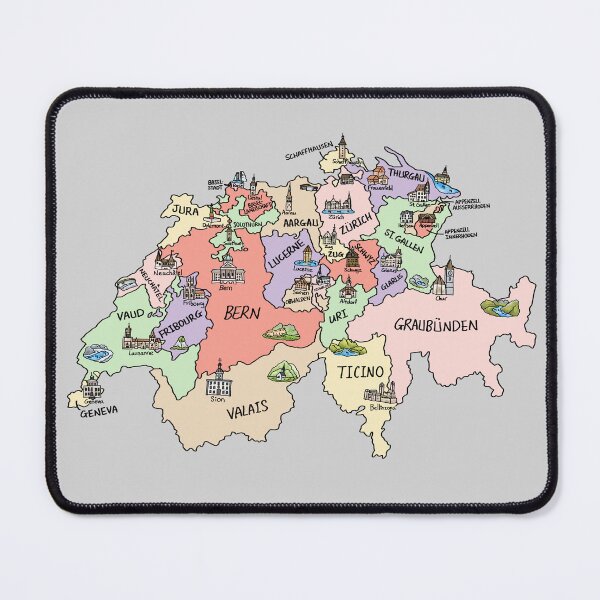 Item preview, Colorful Map of Switzerland  designed and sold by Sheridan T.