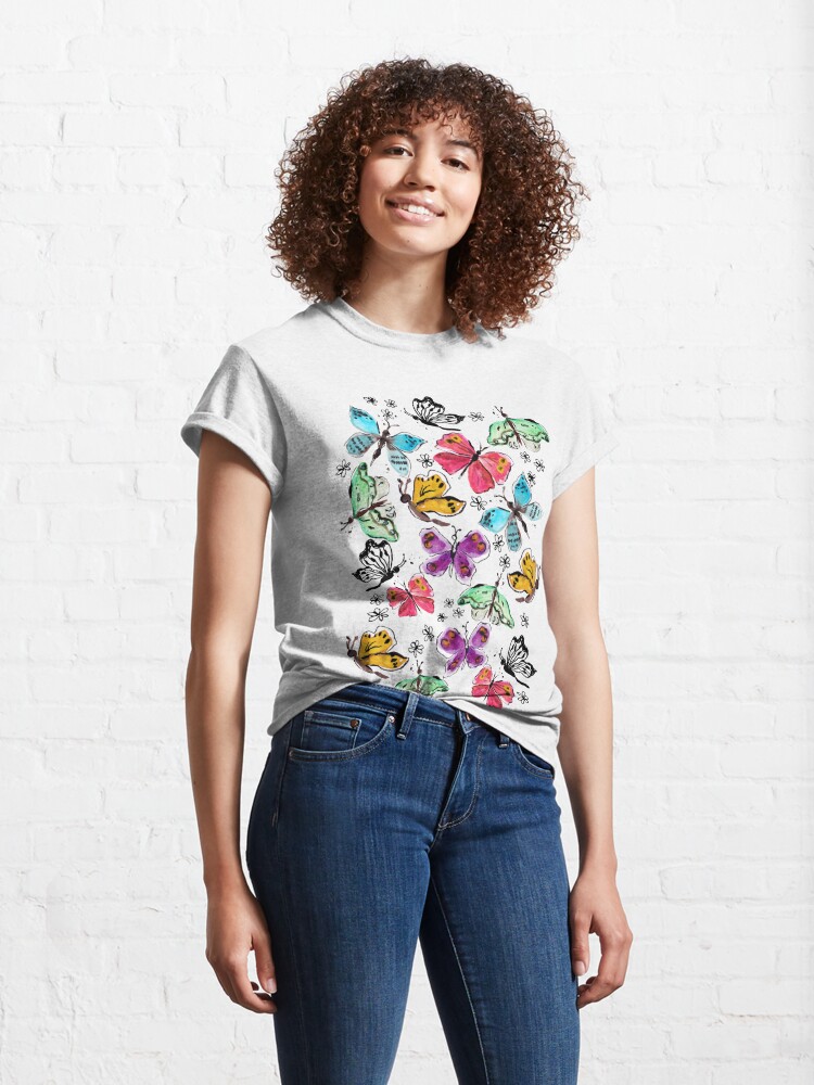 Alternative Ansicht von Schmetterlinge Bunt Aquarell Classic T-Shirt
