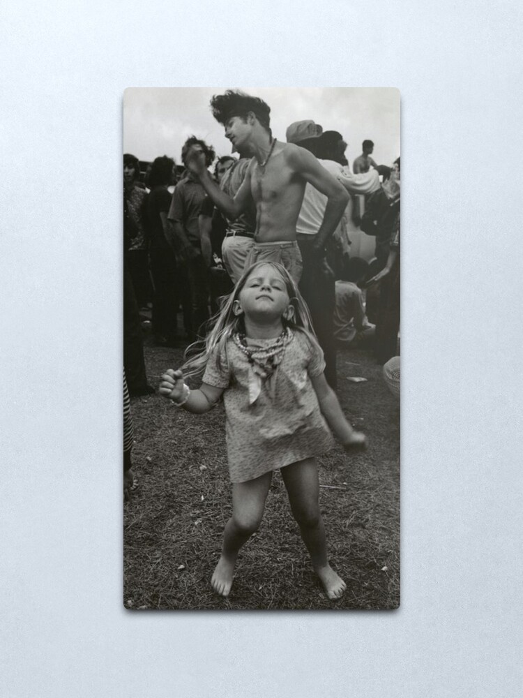 Alternate view of little girl dancing at woodstock Metal Print