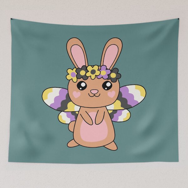 Item preview, Cottagecore Fairycore Kawaii Nonbinary Pride Bunny Rabbit Fairy designed and sold by cashewdays.