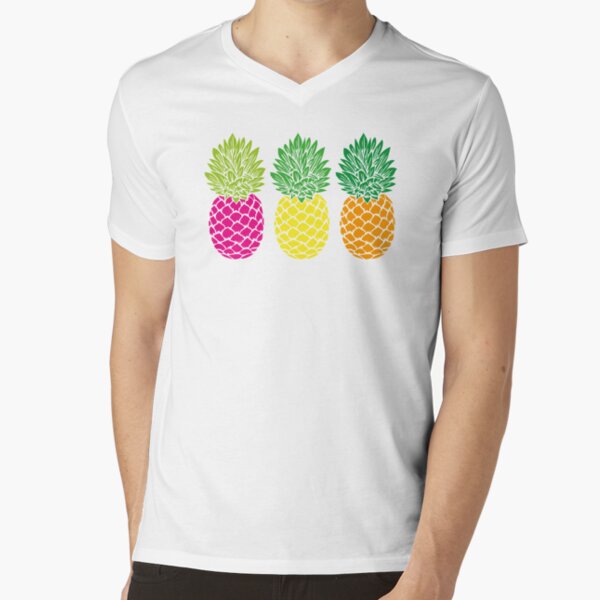 Pineapple Trio | Pineapple Silhouettes | Three Pineapples | V-Neck T-Shirt