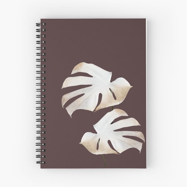 Item preview, White Brown Monstera Leaves in a Dark Brown Backdrop designed and sold by beddreams.