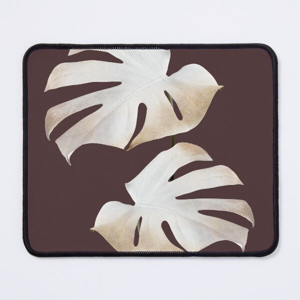 Item preview, White Brown Monstera Leaves in a Dark Brown Backdrop designed and sold by beddreams.