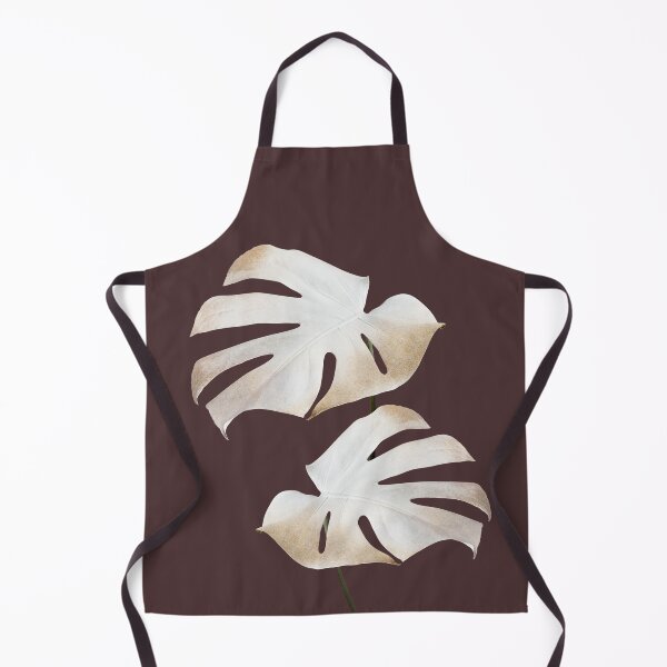 Item preview, White Brown Monstera Leaves in a Dark Brown Backdrop designed and sold by beddreams.