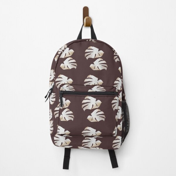 Item preview, White Brown Monstera Leaves in a Dark Brown Backdrop designed and sold by beddreams.