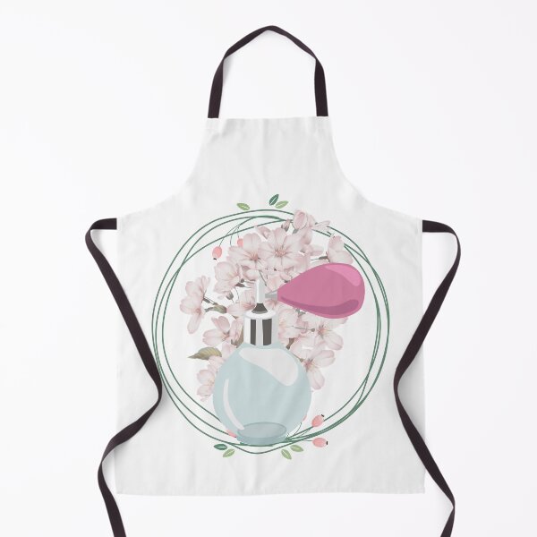 Item preview, Spring illustration: romantic light pink flowers wreath with light blue perfume bottle designed and sold by HappyNoireArt.