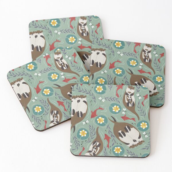 Item preview, Otters Water Lily Red Fishes designed and sold by LittleShop79.
