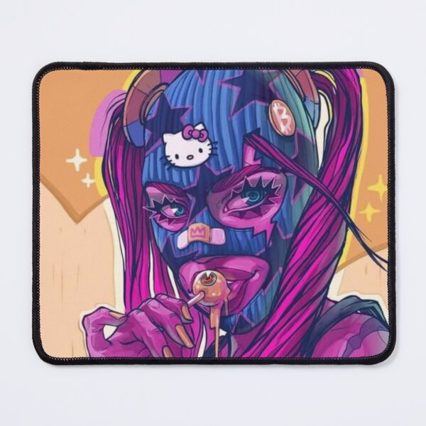 Item preview, Colored Purple Hair Gangsta Mask Super Hero Woman Fantasy Lollipop Bitcoin Cat Cool Boho designed and sold by DaniVi.
